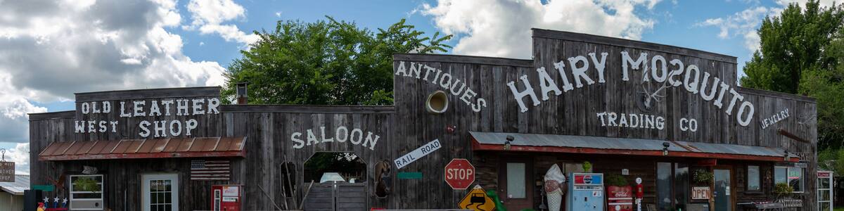 The Hairy Mosquito Trading Co. Antique store in Milaca, Minnesota near Mille Lacs Lake. Lots of interesting antiques and nostalgia in several buildings.