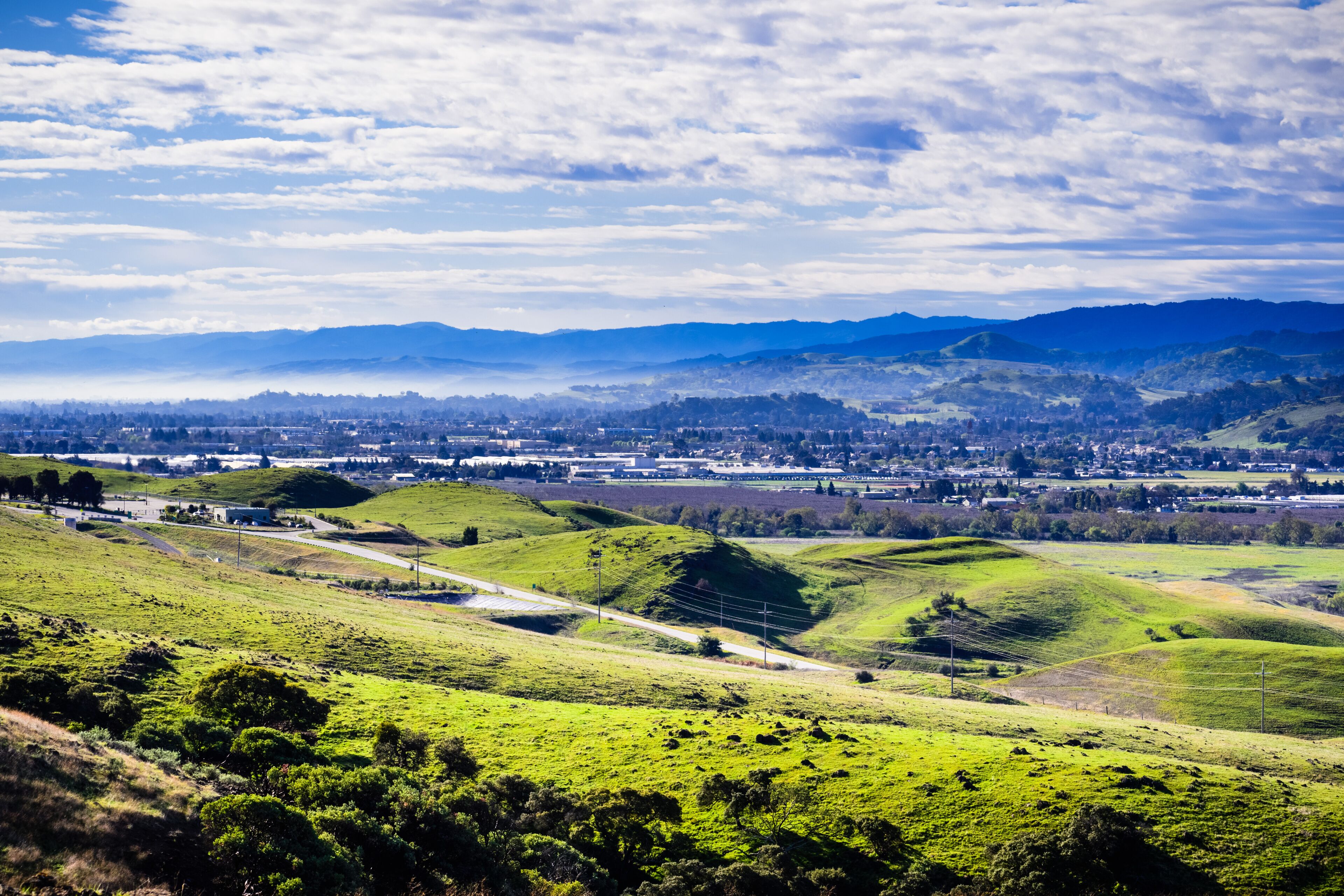View towards Morgan Hill, south San Francisco bay area, California