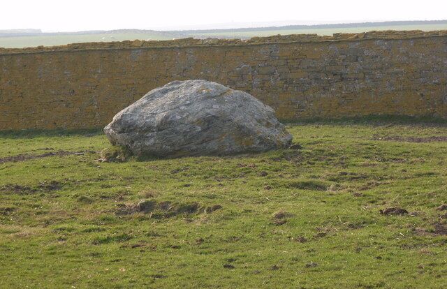 Erratic (The Saville Stone), Scar, Sanday A fairly unique erratic, in that the last mile of its journey was by cart, not ice. It was being moved to the mansion of Scar farmhouse, when the cart collapsed underneath it. It's still underneath!