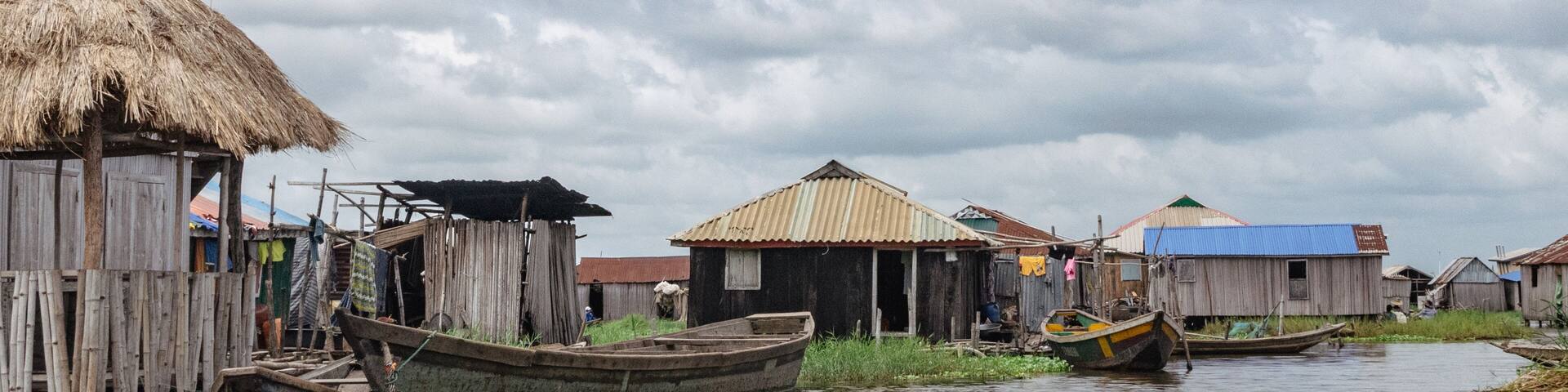Ganvie, Benin - October 26, 2023 : beautiful view of Ganvie, Benin