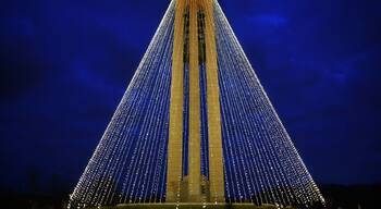 Carillon Bell Tower with Christmas Lights at Night, Horizontal, HDR