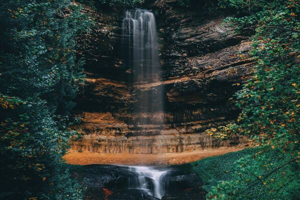 Beautiful waterfall with some fall colors starting to appear🍁