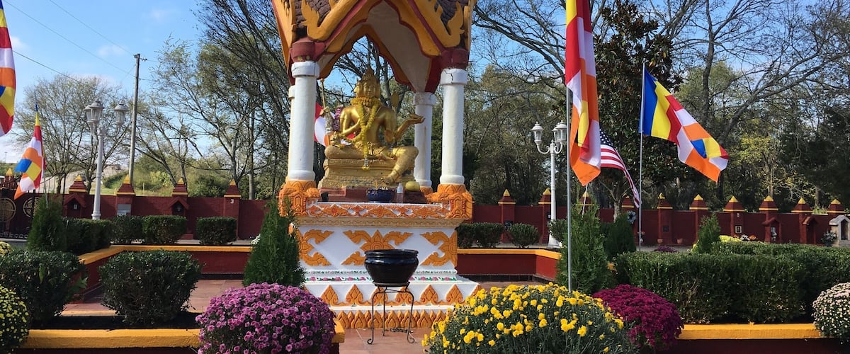 Has a Buddhist Temple and several statues. Peaceful walk