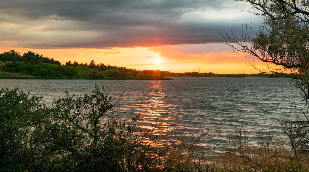 Panorama of a sunset over Sweet Briar Lake in North Dakota