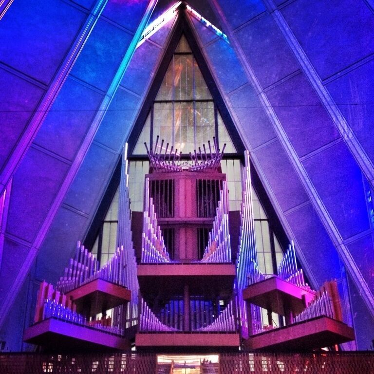 When you walk in to the Cadet Chapel, take in the beauty. Then turn around and look up and look at the absolutely ginormous organ that sits above the entrance. That thing must sound amazing!