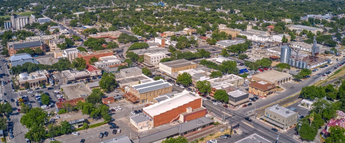 Aerial View of New Braunfels, Texas during Summer