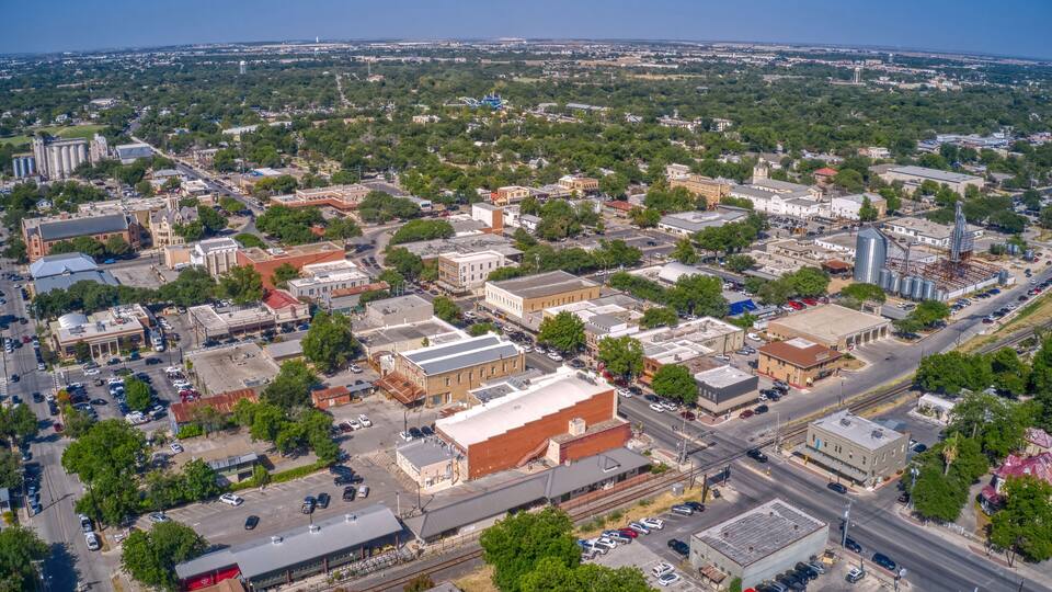 Aerial View of New Braunfels, Texas during Summer
