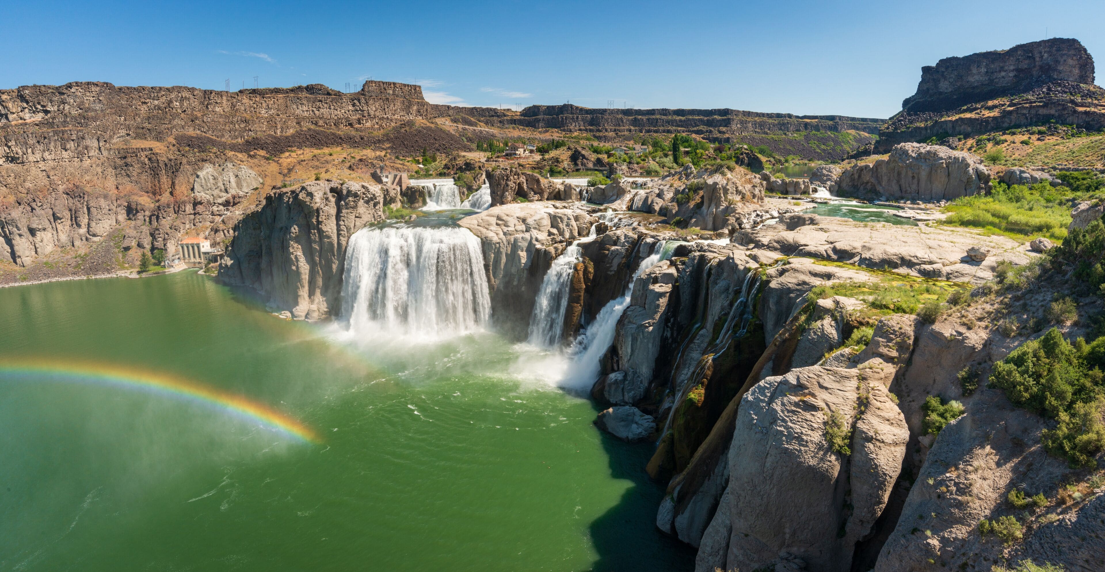 Rainbow and Cascade at the Shoshone Falls in Idaho on the Snake River on a Summer Day