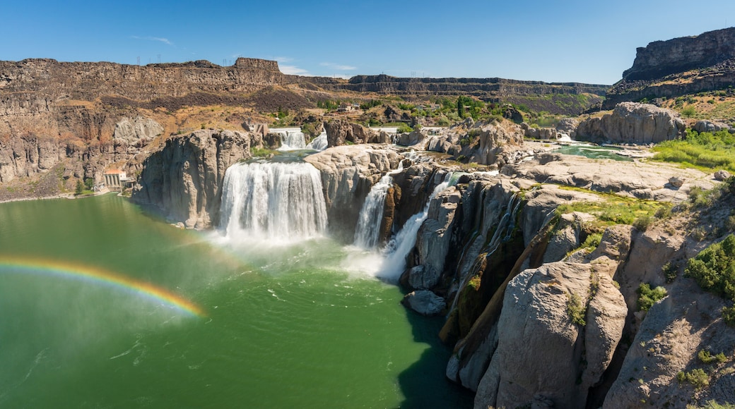 Rainbow and Cascade at the Shoshone Falls in Idaho on the Snake River on a Summer Day
