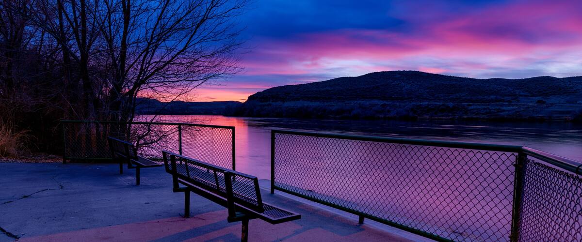 Popular place to watch the sunrise on the Snake River in southern Idaho