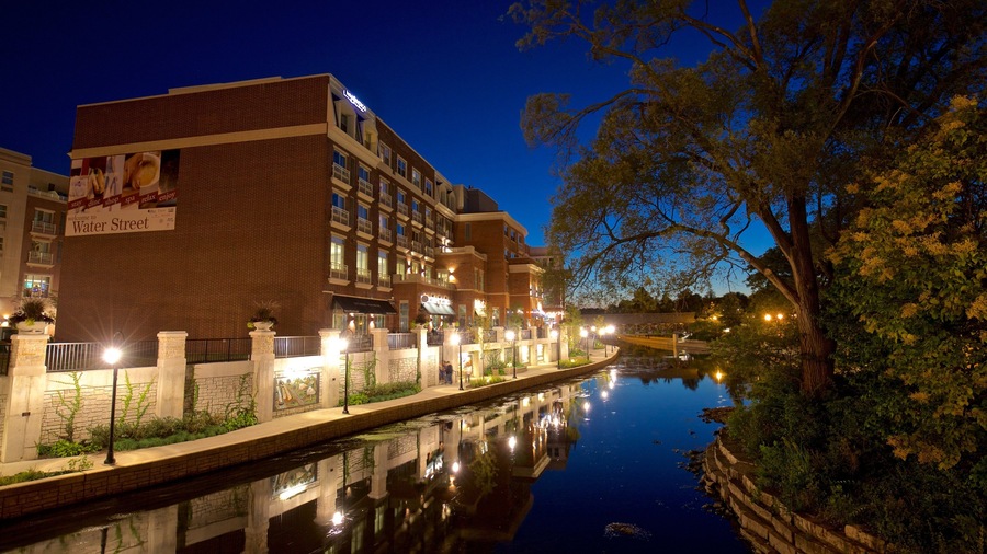 Naperville featuring a river or creek and night scenes