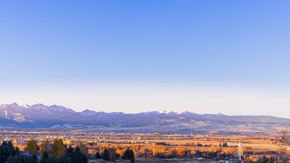 Panorama view of Bozeman, Montana in Autumn
