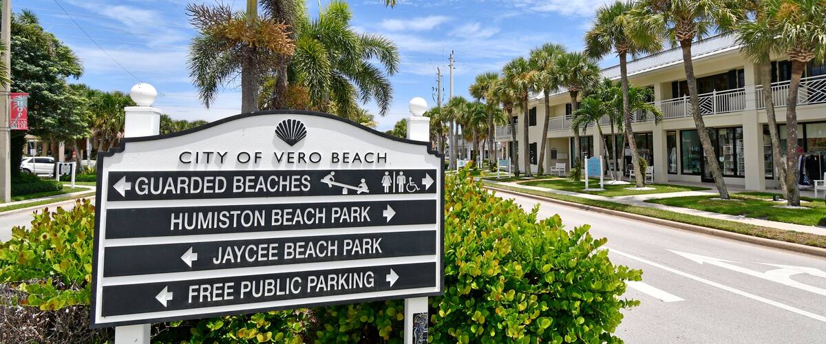 Informational sign in downtown Vero Beach, Florida on Hutchinson Island