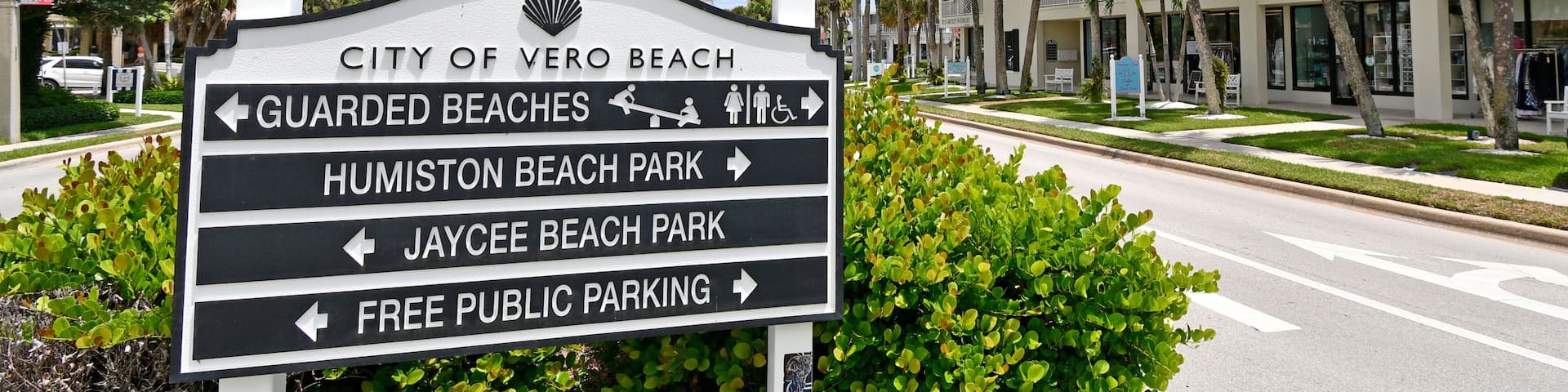 Informational sign in downtown Vero Beach, Florida on Hutchinson Island