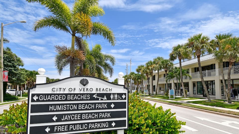 Informational sign in downtown Vero Beach, Florida on Hutchinson Island