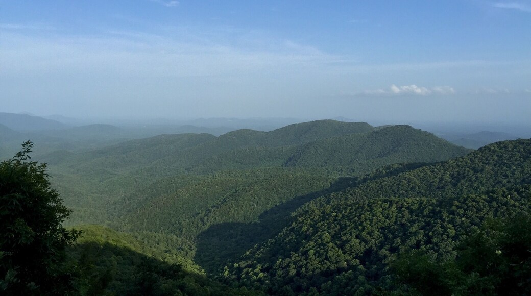 The view looking SE towards Cleveland, GA from Preacher's Rock along the Appalachian Trail at Big Cedar Mountain. Easily accessible from GA Hwy 60 at Woody Gap.
