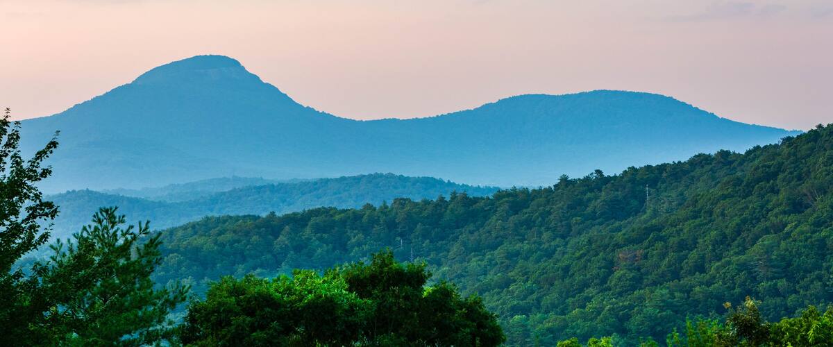 A view of Yonah Mountain at sunrise in Cleveland, Georgia.