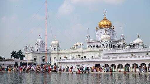 Patiala, Punjab / India - 09.25.2019 Dome of Gurdwara Dukh Nivaran Sahib at Patiala city. Punjab India