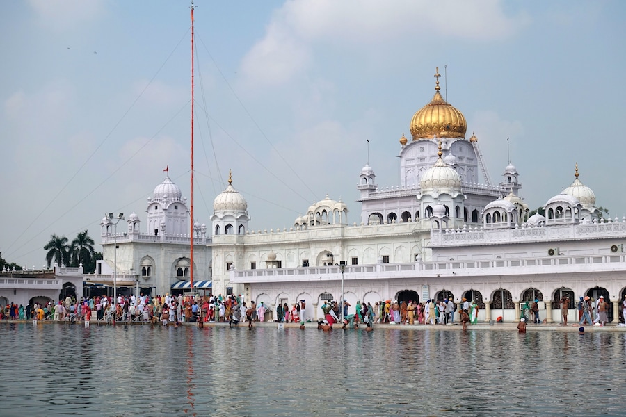 Patiala, Punjab / India - 09.25.2019 Dome of Gurdwara Dukh Nivaran Sahib at Patiala city. Punjab India