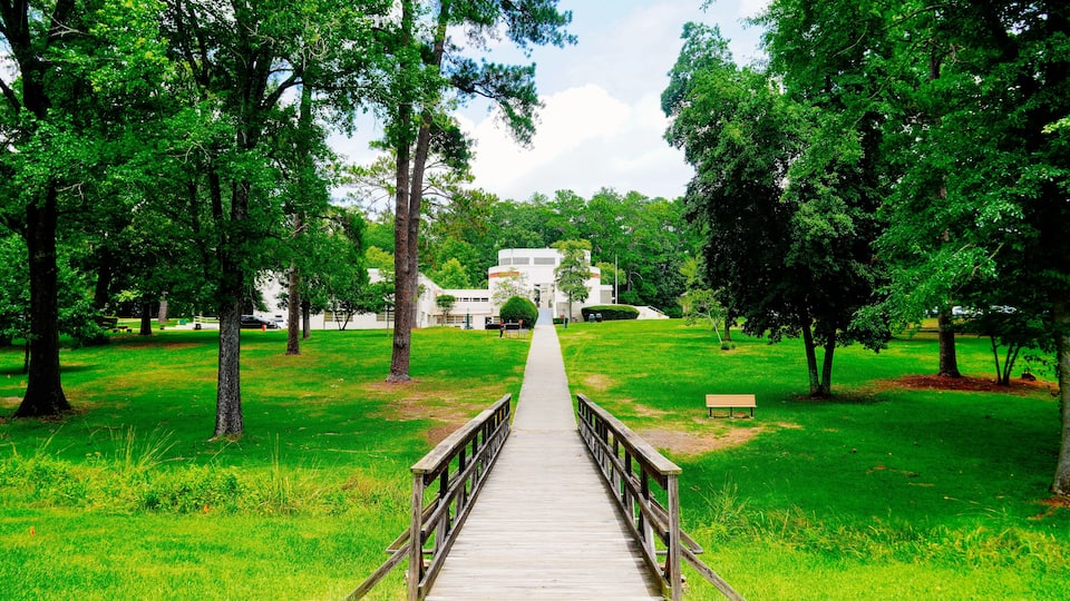 Macon, Georgia, USA- 07 20 2024: The landscape of Ocmulgee Mounds National Historical Park