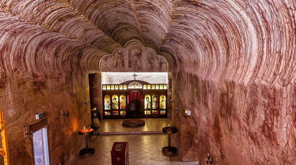 The interior of the underground Serbian Orthodox church in Coober Pedy, Australia