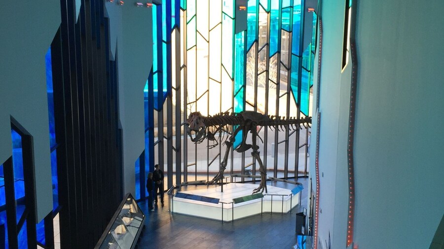 Dinosaurs and stained glass at Prairiefire in Overland Park, Kansas. This is a cool museum.
