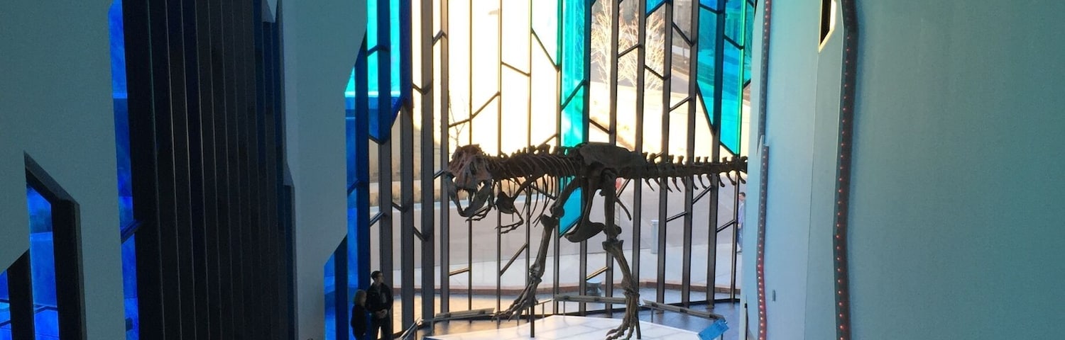 Dinosaurs and stained glass at Prairiefire in Overland Park, Kansas. This is a cool museum.