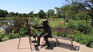 This is a beautiful Botanical gardens. We didn't get a chance to walk all of the trails but the parts we did see displayed beautiful greenery, flowers, and sculptures, like the one in the picture, which only made the scenery even more beautiful.