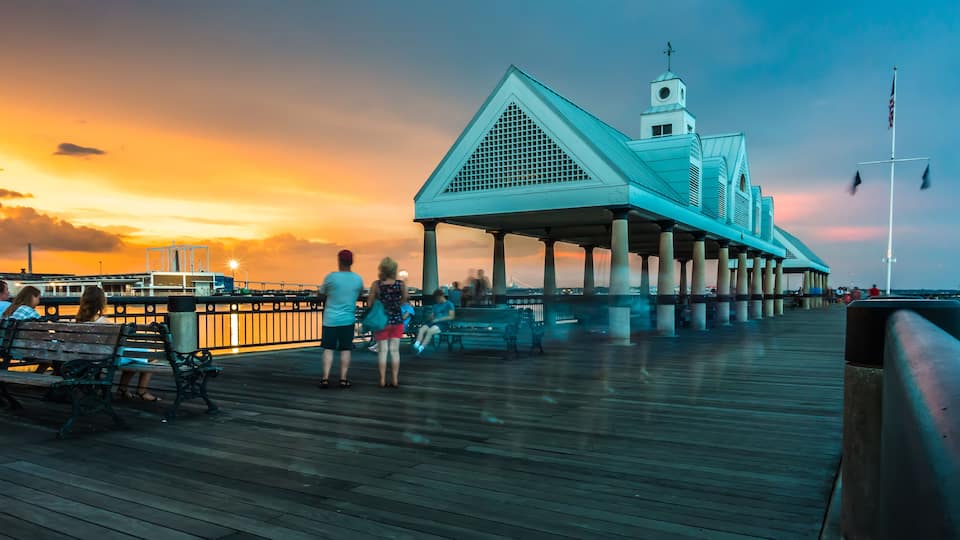 charleston south carolina harbor in the evening