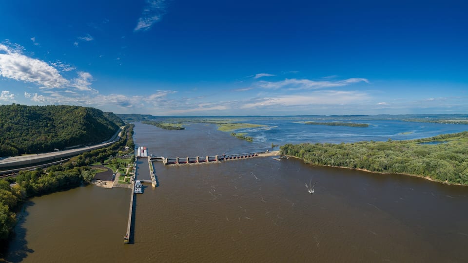 Mississippi river aerial view