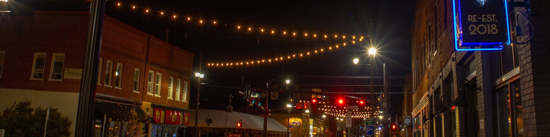 Downtown Salem, VA at night