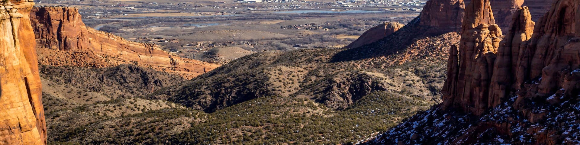 Fruita from Colorado National Monument - Monument Canyon at Colorado National Monument with Fruita Colorado in the background