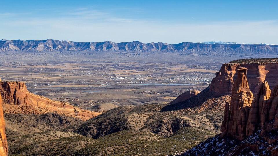 Fruita from Colorado National Monument - Monument Canyon at Colorado National Monument with Fruita Colorado in the background