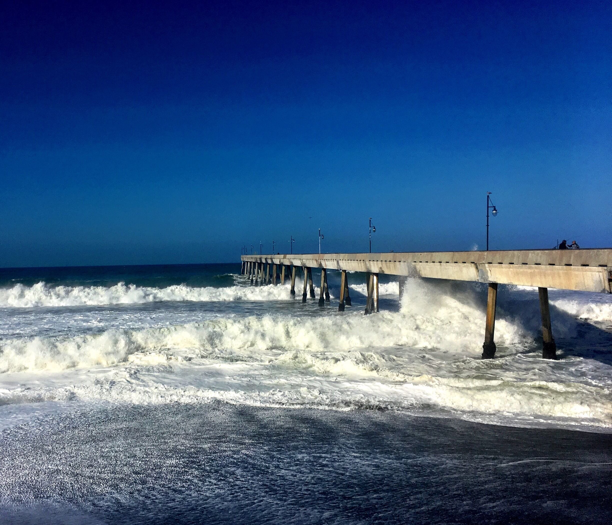 High tide and crashing waves. Beautiful spot to relax and breathe in the ocean.