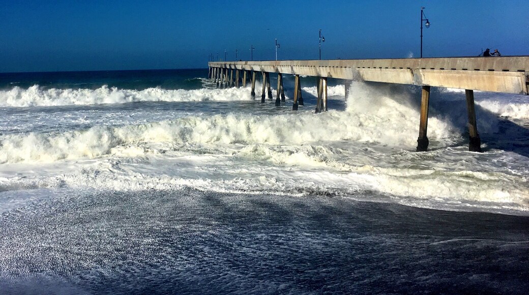 High tide and crashing waves. Beautiful spot to relax and breathe in the ocean.