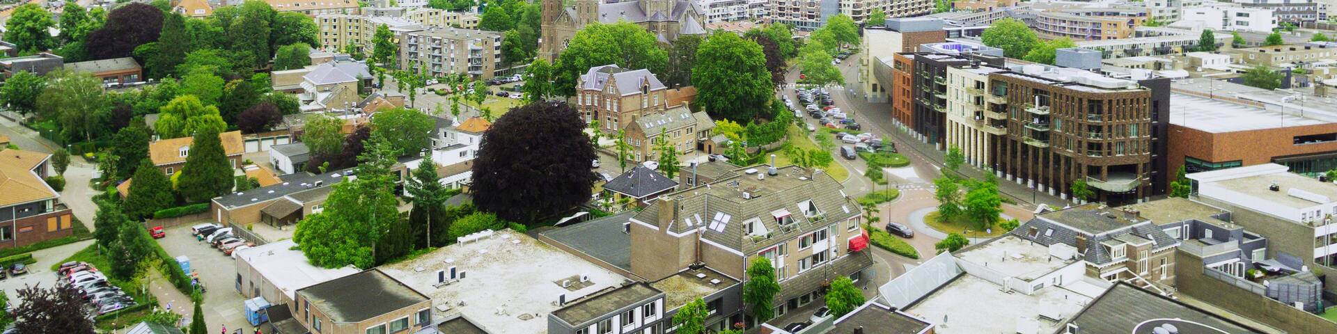 Aerial view on the center of Uden