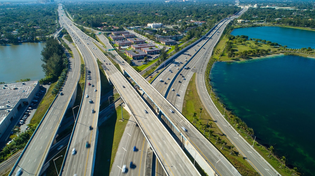 Aerial drone photo highway interchange Miami Florida Palmetto expressway