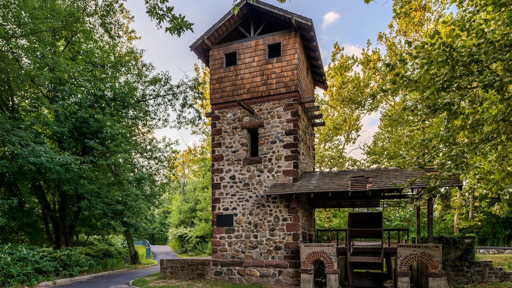 Easton Tower (Red Mill) built in 1900 as part of a scenic park in Paramus, New Jersey, USA. Named after Edward D. Easton