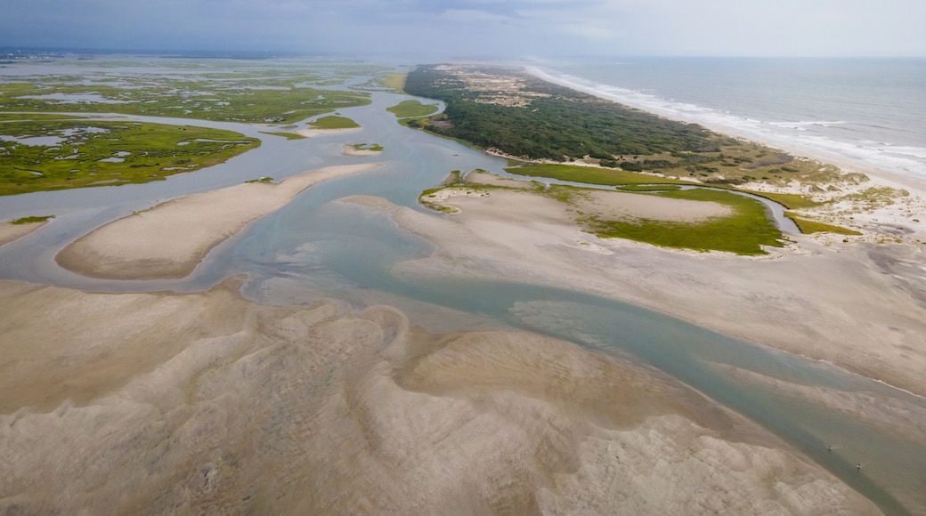 Aerial View of Bear Island and Hammocks Beach State Park in Onslow County, North Carolina