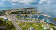 Town and marina of Hatteras in the Outer Banks in North Carolina, United States.