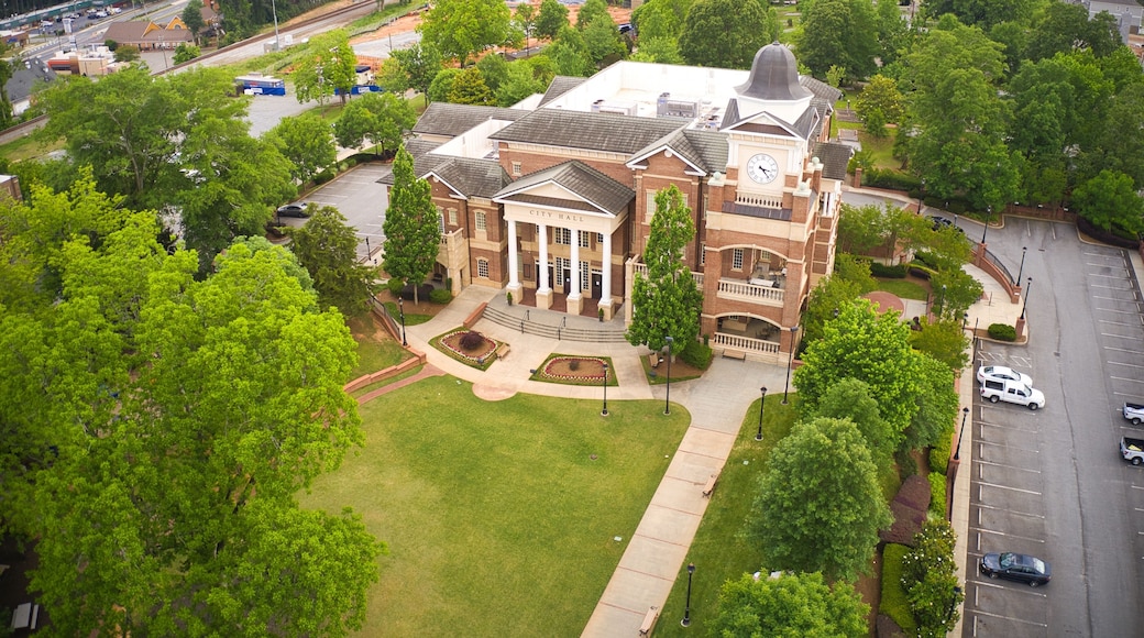 Aerial view of City town hall building in Duluth, GA