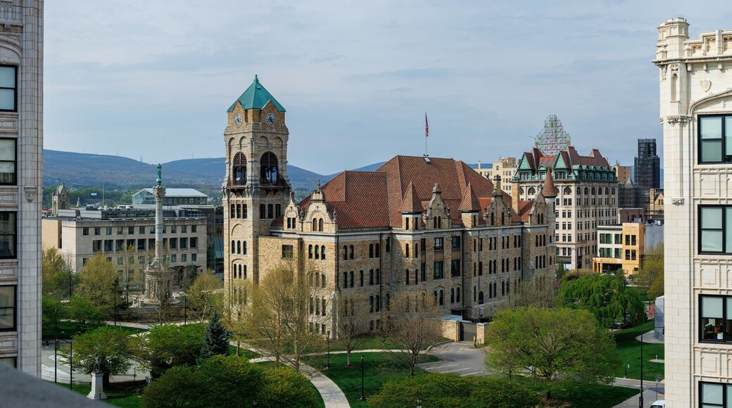 Lackawanna County Courthouse Square in downtown Scranton, Pennsylvania, April 2024