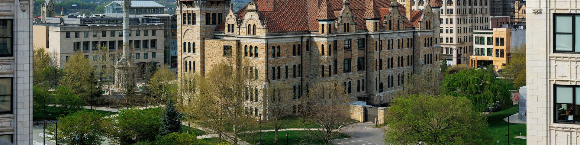 Lackawanna County Courthouse Square in downtown Scranton, Pennsylvania, April 2024