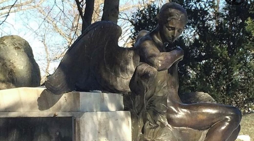 Swan Point Cemetery has some of the most beautiful scenery and statuary in the northeast! Follow Riverside Avenue within the gates to the water, to see this breathtaking and overlooked large male angel statue.