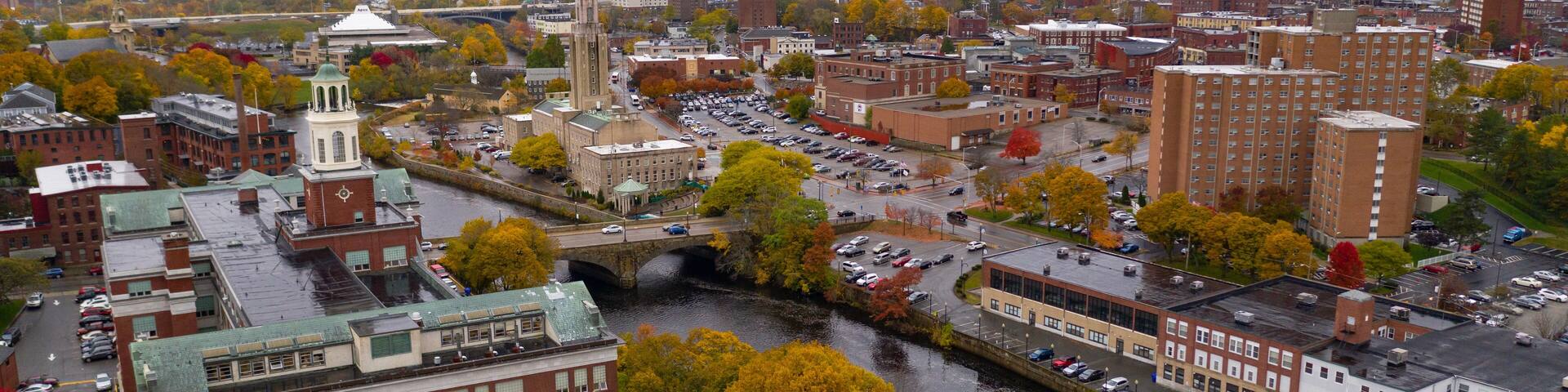 Overcast Skies over the Seekonk River Splitting Pawtucket Rhode Island