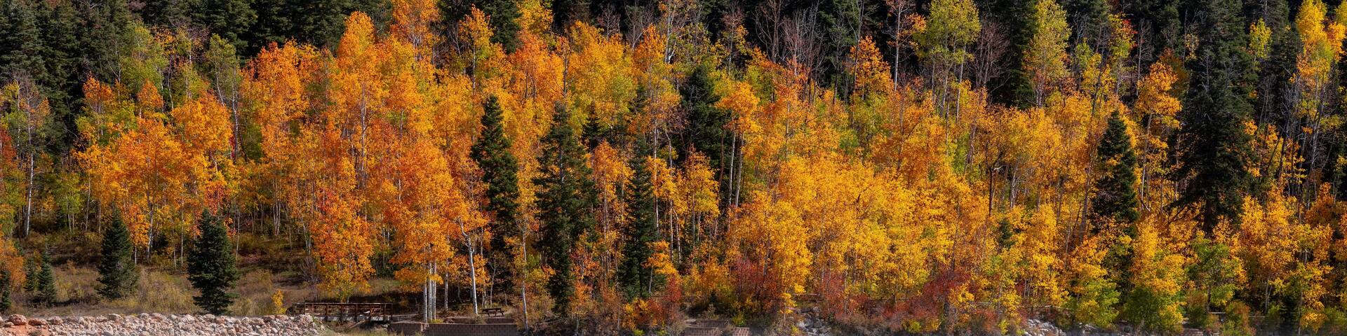 Panoramic view of Payson lakes recreation area in Utah.