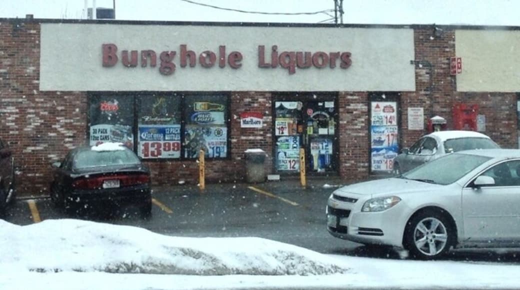 This is the result if idiot politicians, when this company tried to open the town turned down its original name, being spiteful they chose this hysterical one. It's is on rt114 going into Salem MA (where the witches are)