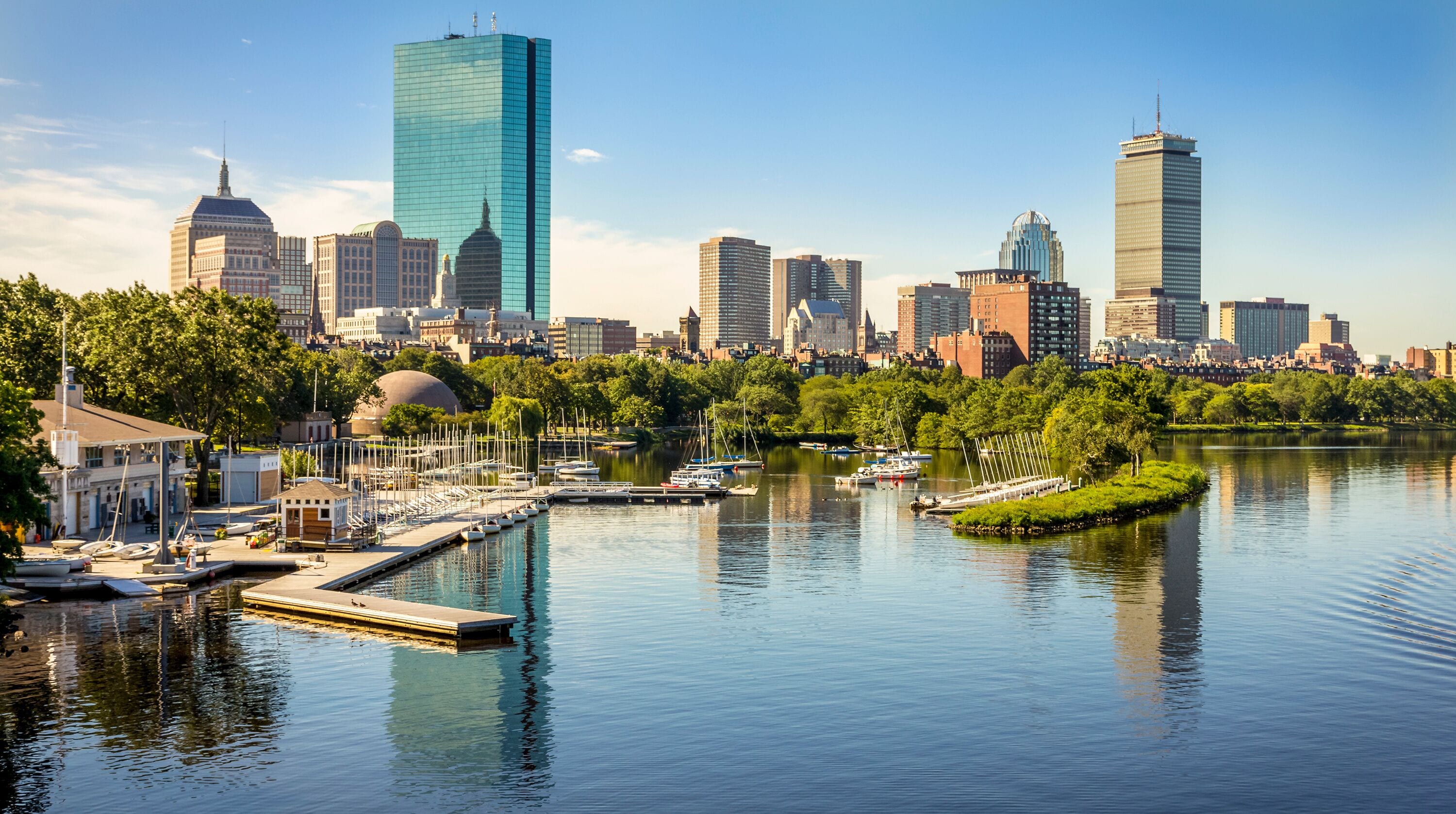 The skyline of Boston in Massachusetts, USA.