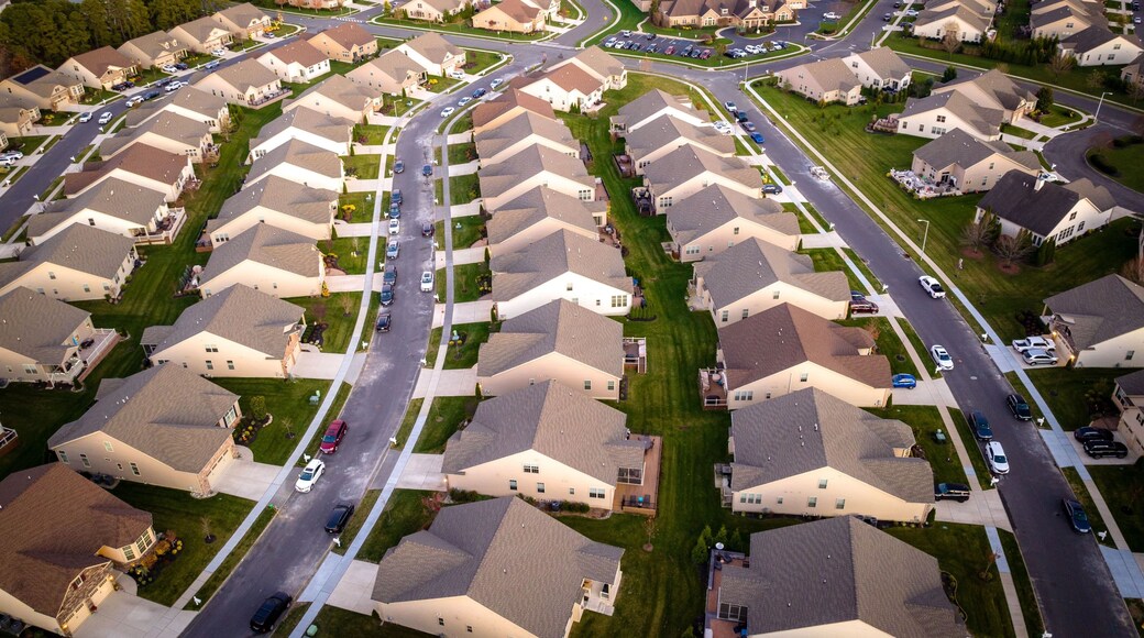 Aerial view of a typical American residential area in New Jersey
