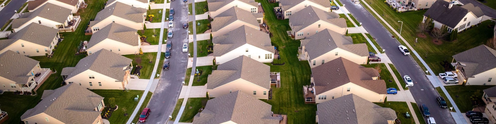 Aerial view of a typical American residential area in New Jersey